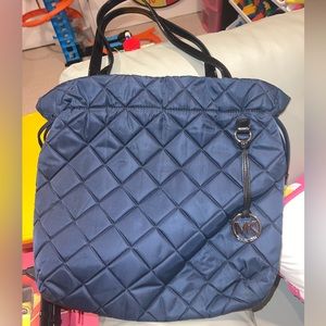 Michael Kors Nylon Tote bag- Navy blue silver hardware